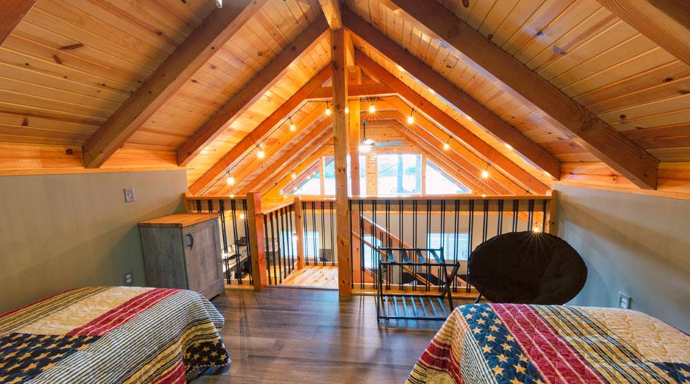 View from the loft inside of the Buck and Bass Cabins located by Rend Lake in Southern Illinois