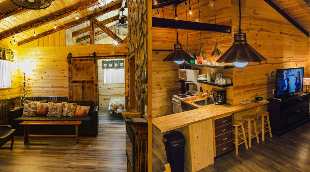 Interior views of a Buck and Bass Cabin located by Rend Lake in Southern Illinois
