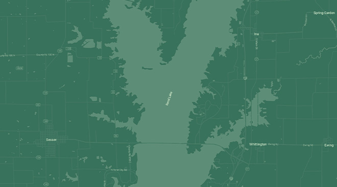 Map of Rend Lake and the surrounding areas in Southern Illinois